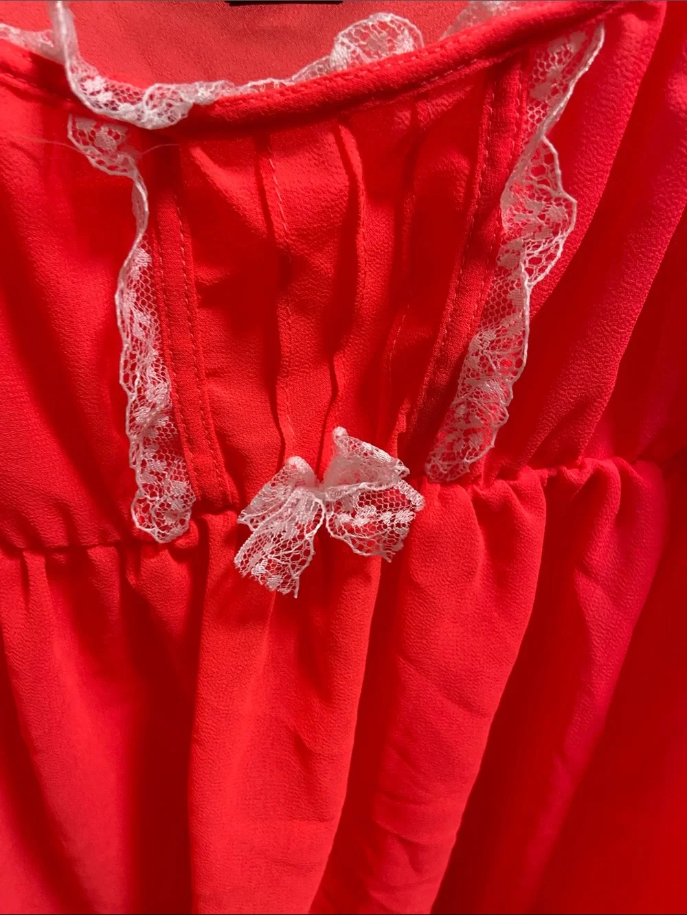 Victoria's Secret Neon Coral Lace-Trim Sleep Chemise